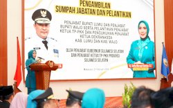 Sofha Marwah Bahtiar Lantik Pj Ketua PKK dan Dekranasda Luwu dan Wajo