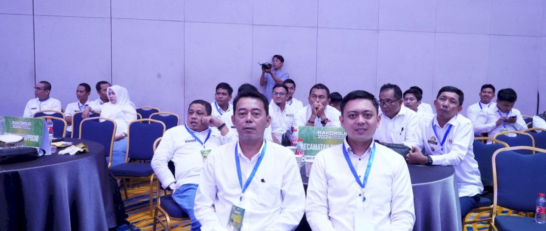 Camat Biringkanaya, Juliaman, beserta Sekcam dan seluruh Lurah se Kecamatan Biringkanaya, mengikuti Rakorsus 2024, di Fourpoint by Sheraton Makassar, Senin, 26 Februari 2024.