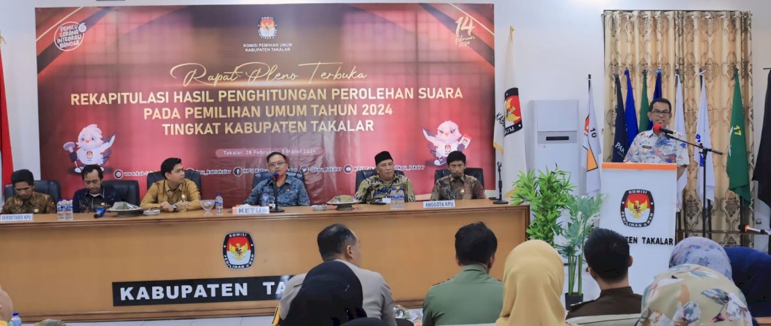 Penjabat Bupati Takalar, Setiawan Aswad, menghadiri Rapat Pleno Terbuka Rekapitulasi Hasil Pemilu 2024 di Kantor KPU, Kamis, 29 Februari 2024. Penjabat Bupati Takalar, Setiawan Aswad, menghadiri Rapat Pleno Terbuka Rekapitulasi Hasil Pemilu 2024 di Kantor KPU, Kamis, 29 Februari 2024.