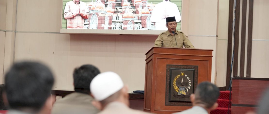 Penjabat Sekretaris Daerah Provinsi Sulawesi Selatan, Andi Muhammad Arsjad membuka Peningkatan Mental Spiritual Satuan Polisi Pamong Praja di Ruang Pola Kantor Gubernur Sulsel, Senin, 25 Maret 2024.