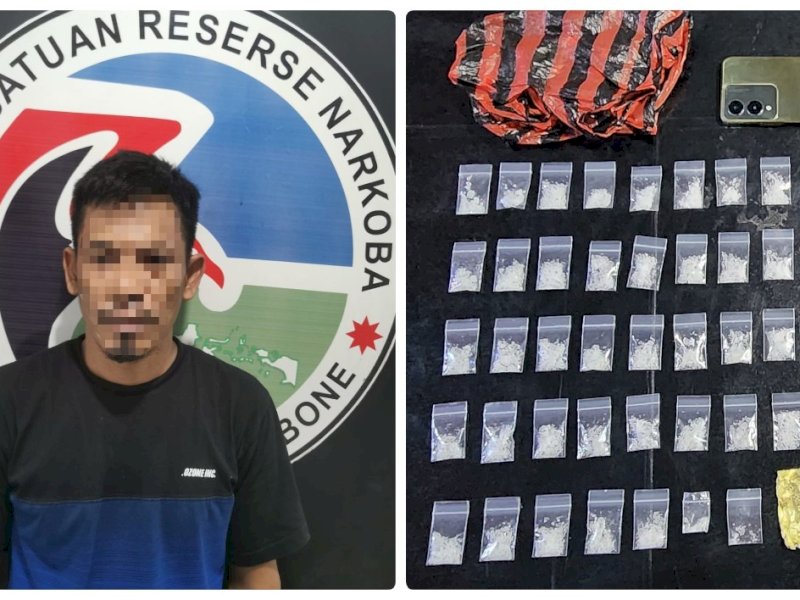 Polisi Tangkap Bandar Narkoba di Bone, Sita 45 Sachet Sabu Siap Edar