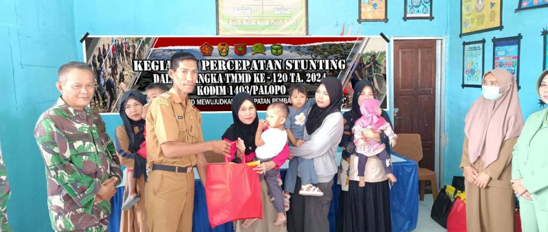 Kegiatan TNI Manunggal Masuk Desa (TMMD) ke-120 TA 2024 Kodim 1403/Palopo digelar dengan penyerahan Paket Percepatan Stunting Kepada Anak Stunting, di Desa Pammesakang. Kegiatan TNI Manunggal Masuk Desa (TMMD) ke-120 TA 2024 Kodim 1403/Palopo digelar dengan penyerahan Paket Percepatan Stunting Kepada Anak Stunting, di Desa Pammesakang.