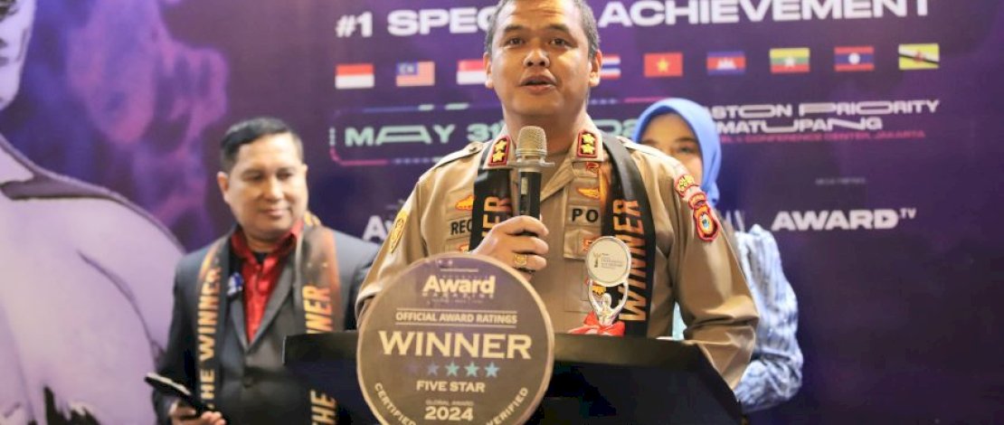 Kapolres Gowa saat menerima penghargaan di Hotel Aston Priority, Jalan Let. Jend. T.B. Simatupang Kav. 9 Kebagusan, Cilandak, Kebagusan, Jakarta, pada Jumat, 31 Mei 2024 lalu.
