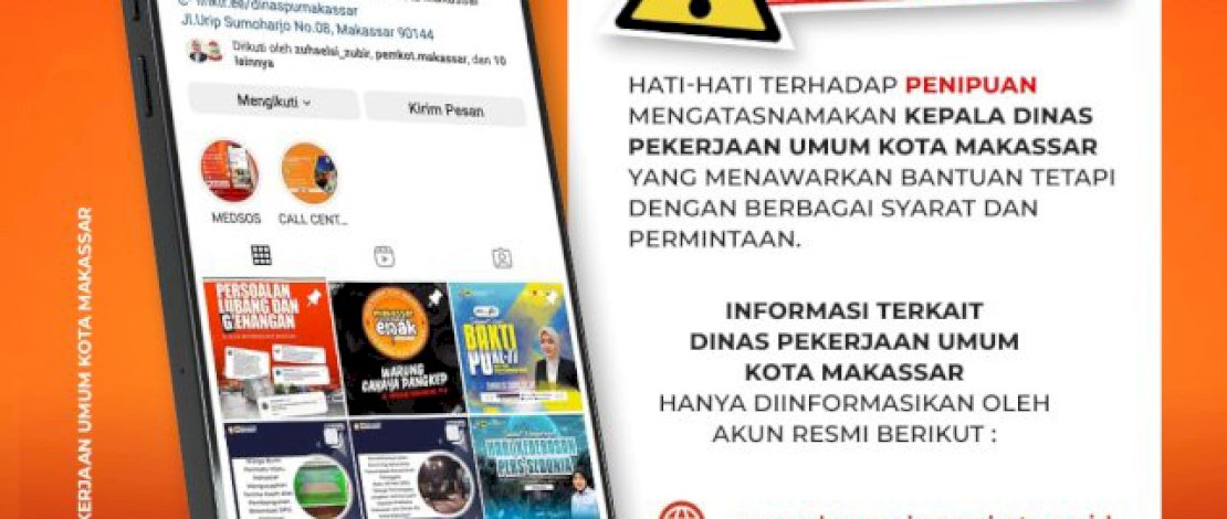 Kepala Dinas PU Kota Makassar Himbau Masyarakat Waspada Terhadap Penipuan Mengatasnamakan Dirinya