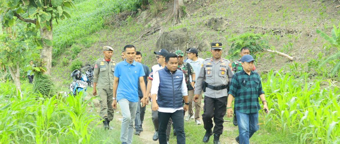 Pj Bupati Jeneponto, Junaedi Bakri, saat meninjau lokasi pertanian di Kabupaten Jeneponto.