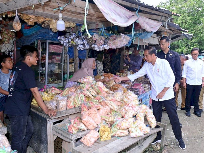 Presiden Jokowi Cek Harga Bahan Pokok di Pasar Sentral Palakka