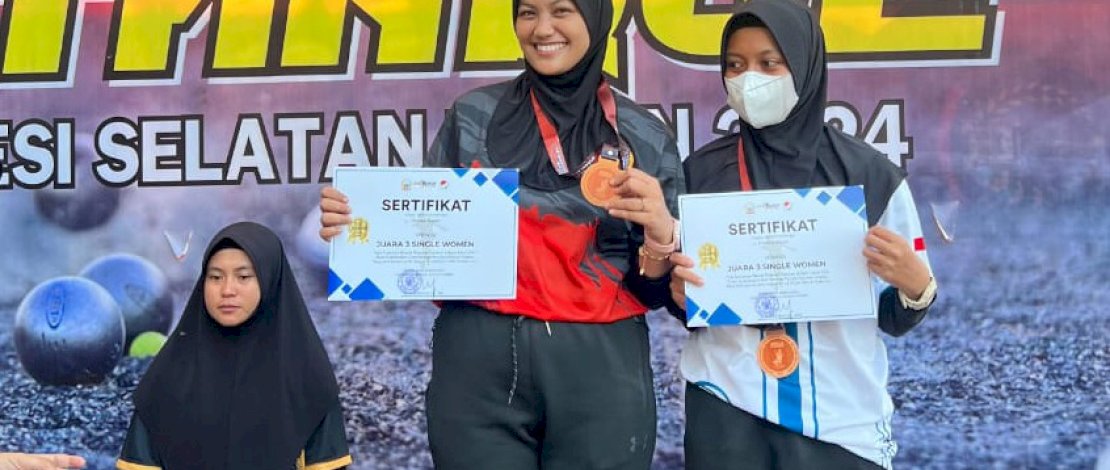 Atlet pétanque asal Kecamatan Bonebone, Luwu Utara, Nurhalisa, sukses meraih medali perunggu pada Kejuaraan Daerah (Kejurda) Petanque se-Sulawesi Selatan.