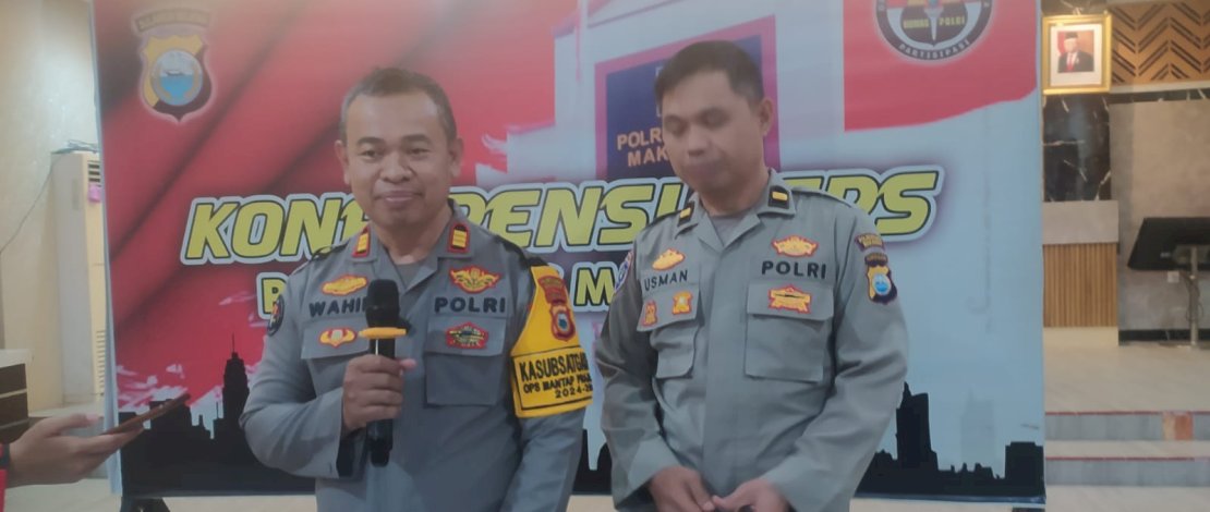 Kasi Humas Polrestabes Makassar AKP Wahiduddin saat jumpa pers di Mapolrestabes Makassar.