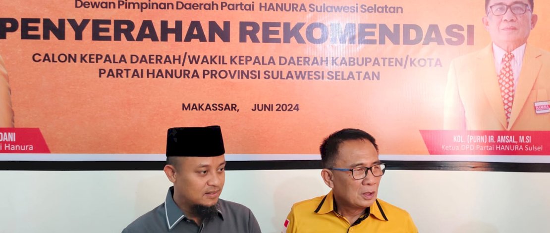 Ketua DPD Hanura Sulawesi Selatan (Sulsel), Amsal Sampetondok, menjamin rekomendasi B1-KWK untuk pasangan Calon Gubernur dan Calon Wakil Gubernur Sulsel Andi Sudirman Sulaiman-Fatmawati Rusdi, di Pemilihan Gubernur (Pilgub) Sulsel.
