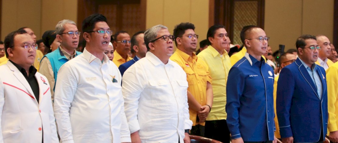 Fahri Hamzah saat Deklarasi Ridwan Kamil-Suswono di Hotel Sultan, Jakarta, Senin, 19 Agustus 2024.