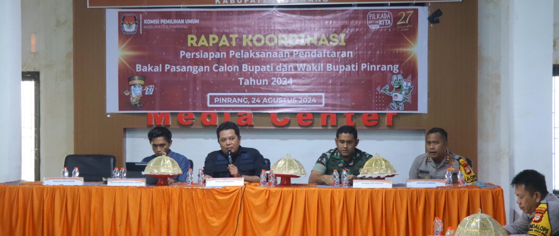 Komisi Pemilihan Umum (KPU) Pinrang akan resmi membuka pendaftaran calon kepala daerah yang berlangsung pada 27-29 Agustus 2024. Komisi Pemilihan Umum (KPU) Pinrang akan resmi membuka pendaftaran calon kepala daerah yang berlangsung pada 27-29 Agustus 2024.