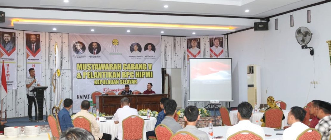 Himpunan Pengusaha Muda Indonesia (Hipmi) Kepulauan Selayar melaksanakan Musyawarah Cabang (Muscab) V dengan agenda pemilihan ketua dan pengurus cabang periode 2024-2027.