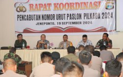 Jelang Penetapan Nomor Urut, Polres Jeneponto Gelar Rapat Koordinasi Lintas Sektor