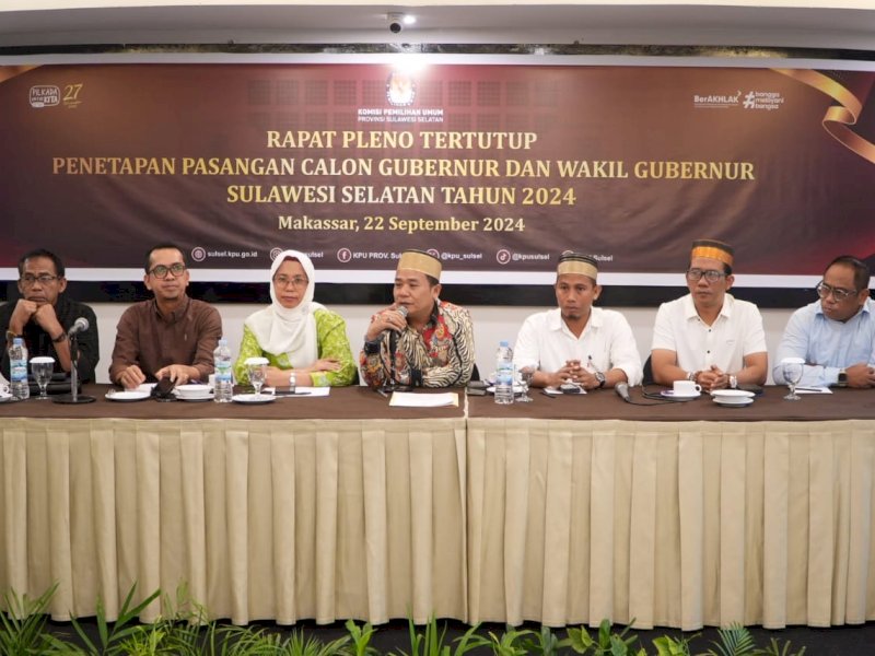 Hasil Pleno Tertutup: KPU Tetapkan Dua Paslon Maju Cagub-Cawagub Sulsel