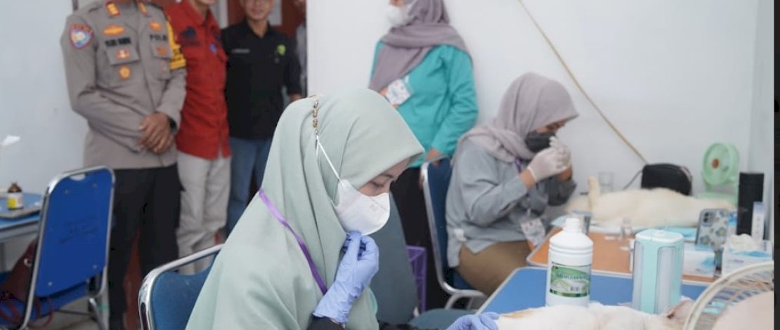 Vaksinasi rabies dipusatkan di pelataran kantor Dinas Perpustakaan dan Arsip Daerah (Dispersipda), sekaligus sebagai venue peringatan Hari Rabies Sedunia 2024.