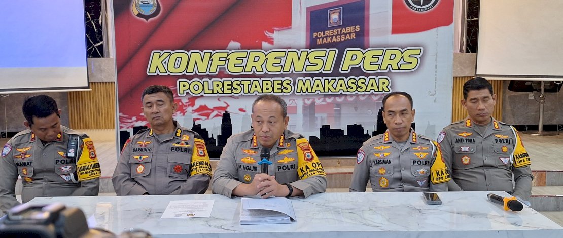 Kapolrestabes Makassar, Kombes Pol Mokhamad Ngajib, saat rilis di Mapolrestabes Makassar, Senin, 14 Oktober 2024. 