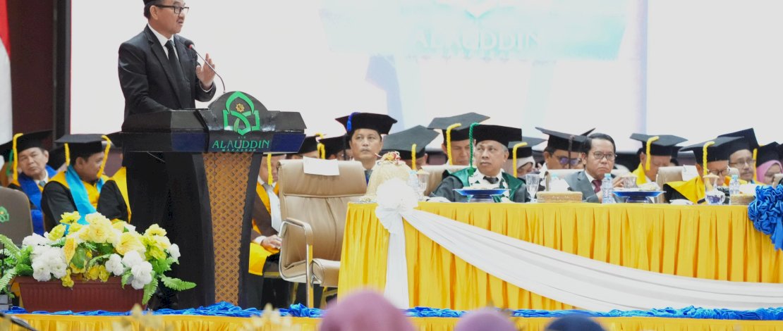 Sekretaris Daerah Provinsi Sulawesi Selatan Jufri Rahman menghadiri Dies Natalis ke-59 Universitas Islam Negeri (UIN) Alauddin Makassar, di Kampus Samata, Kabupaten Gowa, Senin, 11 November 2024.