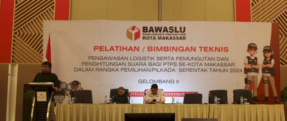 Bawaslu Kota Makassar menggelar pelatihan bagi para Pengawas TPS yang dilaksanakan Minggu - Selasa, 17 - 19 November 2024.
