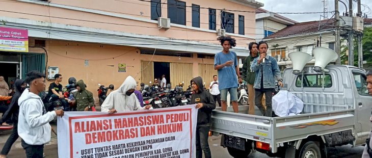 Aliansi Mahasiswa Peduli Demokrasi dan Hukum Tuntut Transparansi Harta Kekayaan Paslon Kepala Daerah di Gowa  