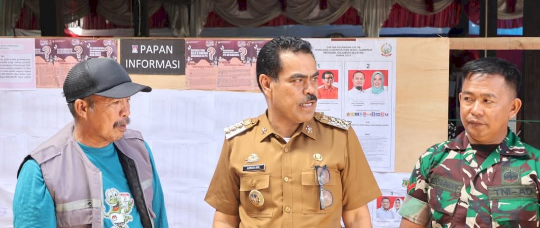 Pj Bupati Pinrang Monitoring Pencoblosan Serentak 2024, Harap Kelancaran Penghitungan Suara
