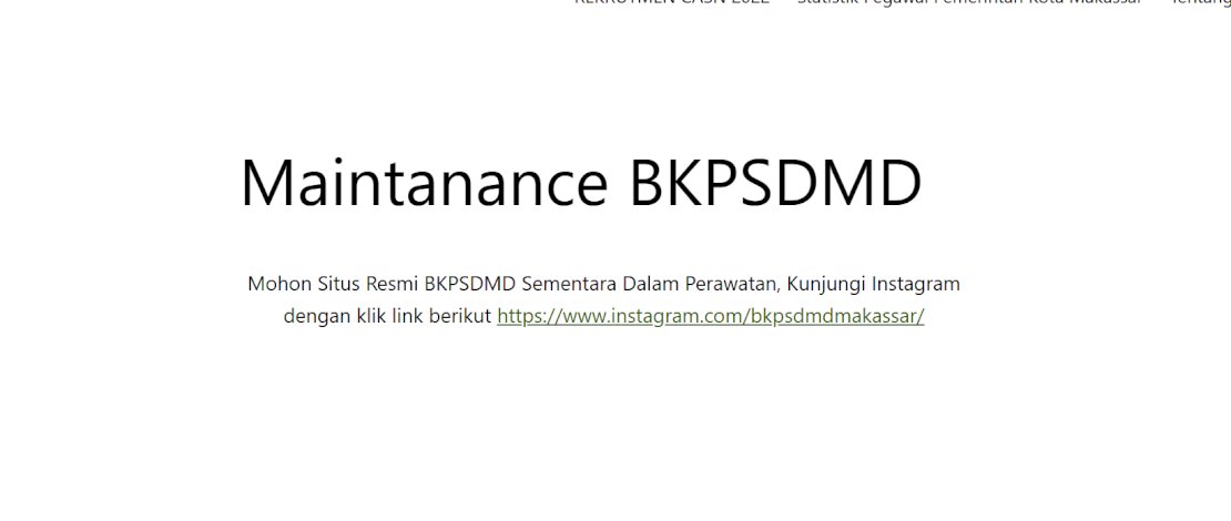 Website Sedang dalam Perbaikan, Informasi Dipusatkan ke Akun Instagram Resmi BKPSDM Makassar