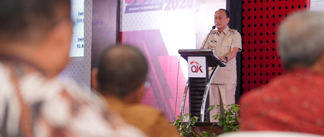 Prof Zudan di sela pelaksanaan Tim Percepatan Akses Keuangan Daerah (TPAKD) Summit, yang diselenggarakan di Ruang Pola Kantor Gubernur Sulsel, Senin, 16 Desember 2024.