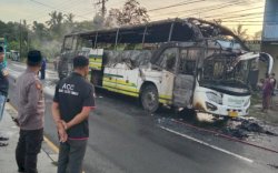 Bus Antar Kota Terbakar di Pangkep, Seluruh Penumpang Selamat