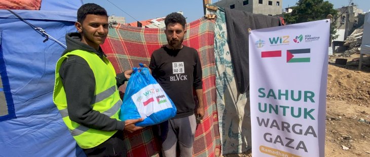 Ratusan Warga Gaza Sahur Lewat Paket Sembako yang Dikirimkan Donatur WIZ dan KITA Palestina 