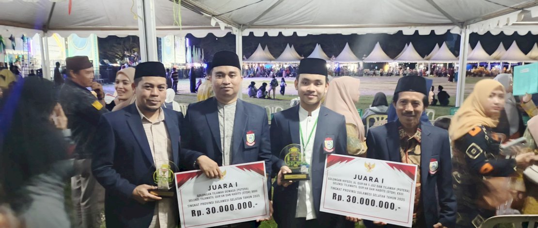 Kota Makassar berhasil membawa 5 emas dalam Seleksi Tilawatil Qur'an dan Hadits (STQH) Tahun 2025 tingkat Provinsi Sulsel, yang dilaksanakan di Kabupaten Luwu Utara.