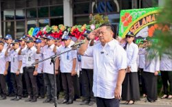 Hamzah Ahmad Pimpin Apel Perdana Sebagai Plt. Dirut Perumda Air Minum Kota Makassar