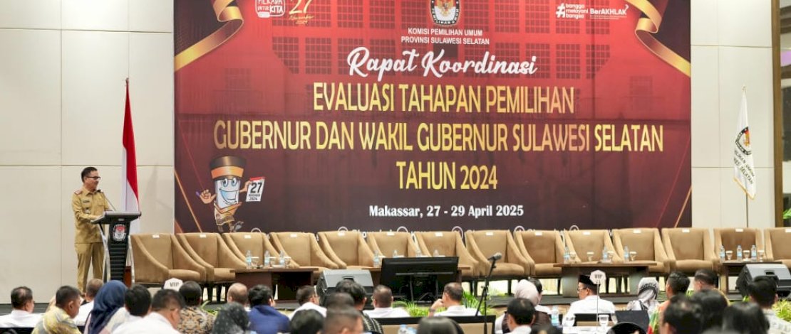 Rapat Koordinasi Evaluasi Tahapan Pemilihan Gubernur dan Wakil Gubernur Sulsel Tahun 2024, di Makassar, Senin, 28 April 2025. Rapat Koordinasi Evaluasi Tahapan Pemilihan Gubernur dan Wakil Gubernur Sulsel Tahun 2024, di Makassar, Senin, 28 April 2025.