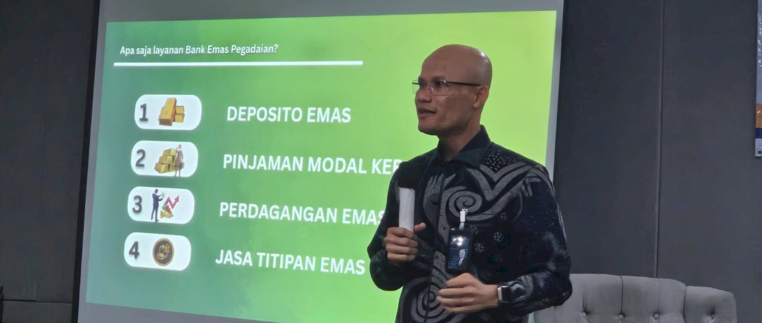 Pemimpin Wilayah Pegadaian Kanwil XII Surabaya, Beni Martina Maulan, saat membuka Uji Kompetensi Wartawan yang dilaksanakan LPDS, Selasa, 6 Mei 2025. (Foto: Muh Taufik)