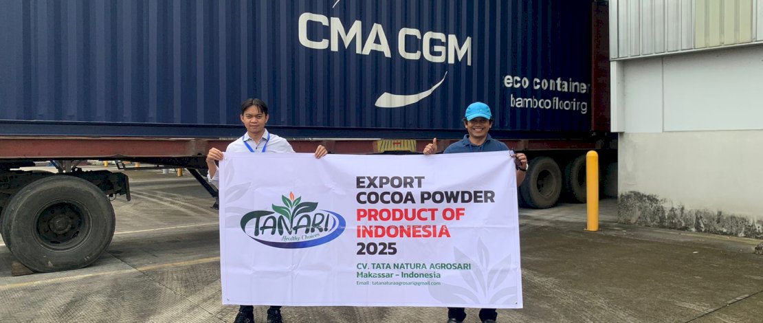 CV Tata Natura Agrosari, mengekspor bubuk kakao ke Timur Tengah. Pengiriman perdana dilakukan 23 Mei 2025 lalu.