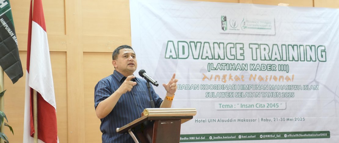 Wali Kota Makassar, Munafri Arifuddin, hadir sebagai pembicara utama dalam acara Advance Training (Latihan Kader III) tingkat nasional yang diselenggarakan oleh Badan Koordinasi HMI Sulawesi Selatan di Sultan Alauddin Hotel and Convention, Makassar, yang telah berlangsung sejak 21 Mei 2025.