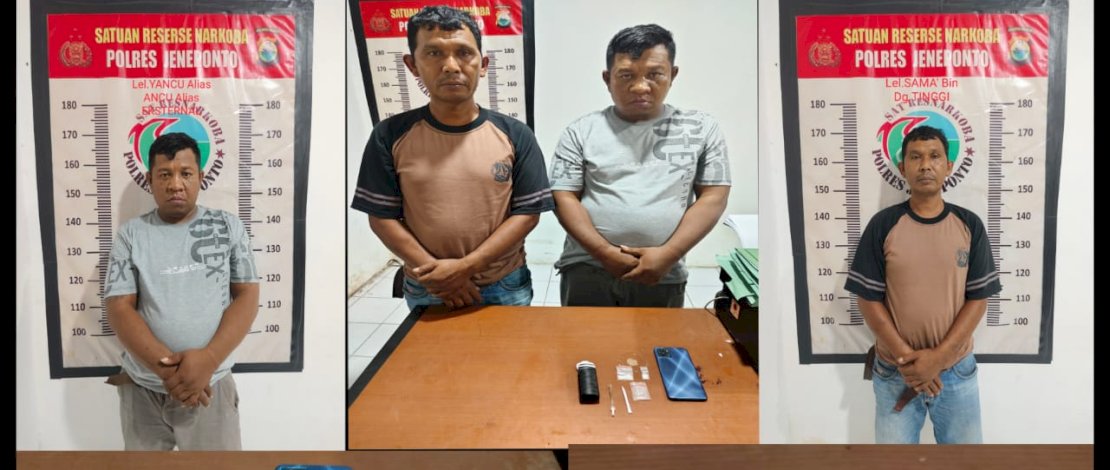 Polres Jeneponto melalui Satuan Reserse Narkoba berhasil menangkap kasus penyalahgunaan dan peredaran gelap narkotika di wilayah Kecamatan Tarowang, Kabupaten Jeneponto.
