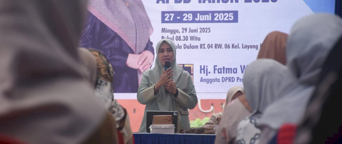 Fatma Wahyudin menggelar kegiatan Fungsi Pengawasan APBD Tahun Anggaran 2025, di Jalan Sibula Dalam Nomor 96, Kelurahan Layang, Kecamatan Bontoala, pada Minggu, 29 Juni 2025.