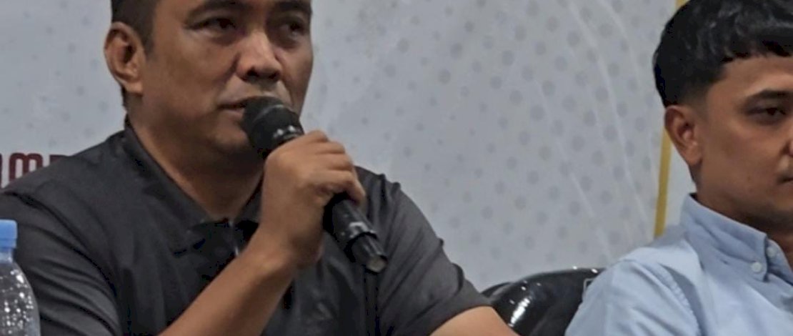 Plt Kepala Dispora Kota Makassar, Fadli Wellang, saat Press Conference Makassar International Marching Fest 2025, di Makassar Government Center, Minggu, 29 Juni 2025.