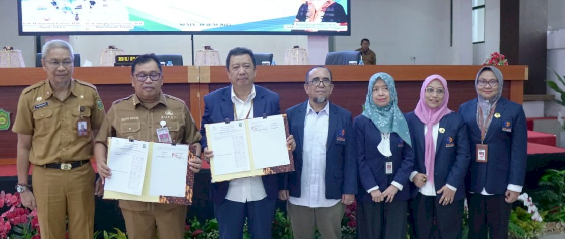 Penandatangan kerjasama Tri Dharma Perguruan Tinggi antara Pemerintah Kabupaten Takalar dengan Politeknik STIA LAN Makassar, Senin, 30 Juni 2025, di Ruang Pola Kantor Bupati Takalar.
