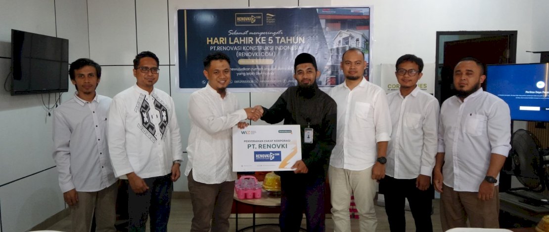 PT. Renovki.com menggelar acara bertajuk Perjalanan 5 Tahun PT. Renovki.com, dirangkaikan dengan peluncuran website layanan terbarunya, serta penyaluran zakat perusahaan dan donasi kemanusiaan untuk Palestina melalui WIZ.