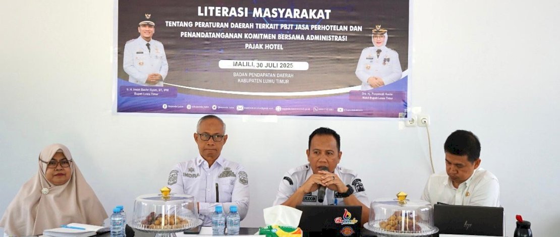 Bapenda Kabupaten Luwu Timur terus mendorong peningkatan literasi perpajakan masyarakat, khususnya terkait implementasi Pajak Barang dan Jasa Tertentu (PBJT) pada sektor jasa perhotelan yang mulai diberlakukan sesuai ketentuan terbaru.