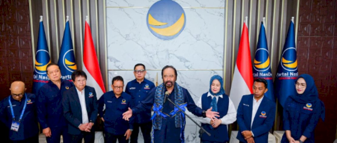 Ketua Umum DPP Partai NasDem, Surya Paloh, meresmikan Kantor Dewan Pimpinan Wilayah (DPW) NasDem Sulawesi Selatan yang berlokasi di Jalan Metro Tanjung Bunga, Makassar, Sabtu (9/8/2025).