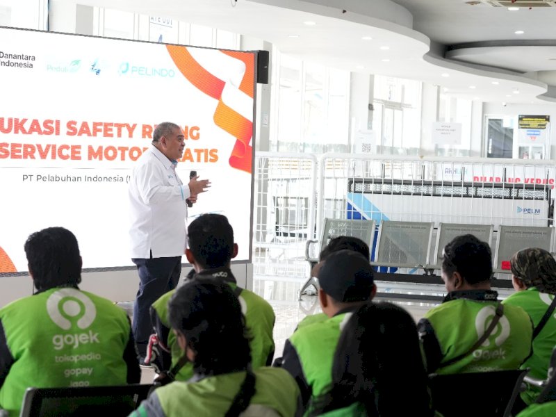 HUT Kemerdekaan RI, Pelindo Gelar Edukasi Safety Riding 80 Ojol di Makassar