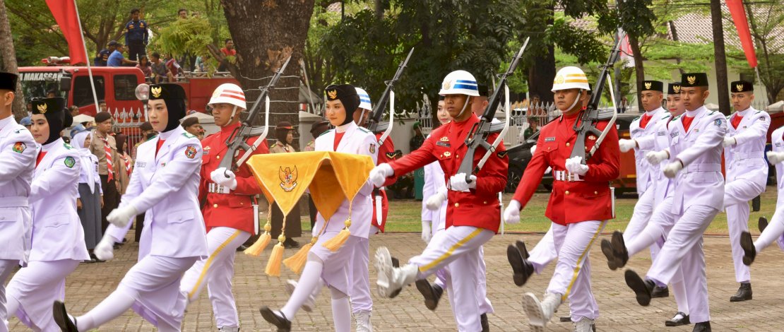 Paskibraka Tingkat Provinsi Sulsel sukses melaksanakan tugas pada Upacara Pengibaran dan Penurunan Bendera HUT Kemerdekaan RI, Minggu, 17 Agustus 2025.