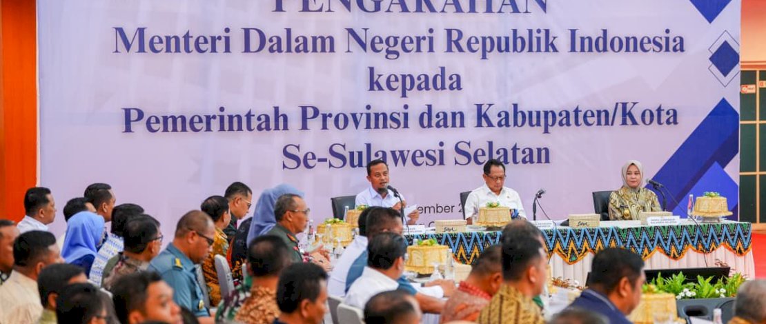 Gubernur Sulawesi Selatan Andi Sudirman Sulaiman menerima kunjungan Menteri Dalam Negeri (Mendagri) Tito Karnavian di Aula Asta Cita, Rumah Jabatan Gubernur Sulsel, Kamis, 11 September 2025.