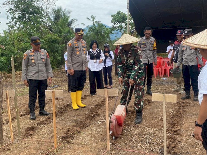 Dukung Program Nasional Swasembada Pangan, Bulog KC Palopo - Polres Luwu Timur Tanam Jagung Serentak