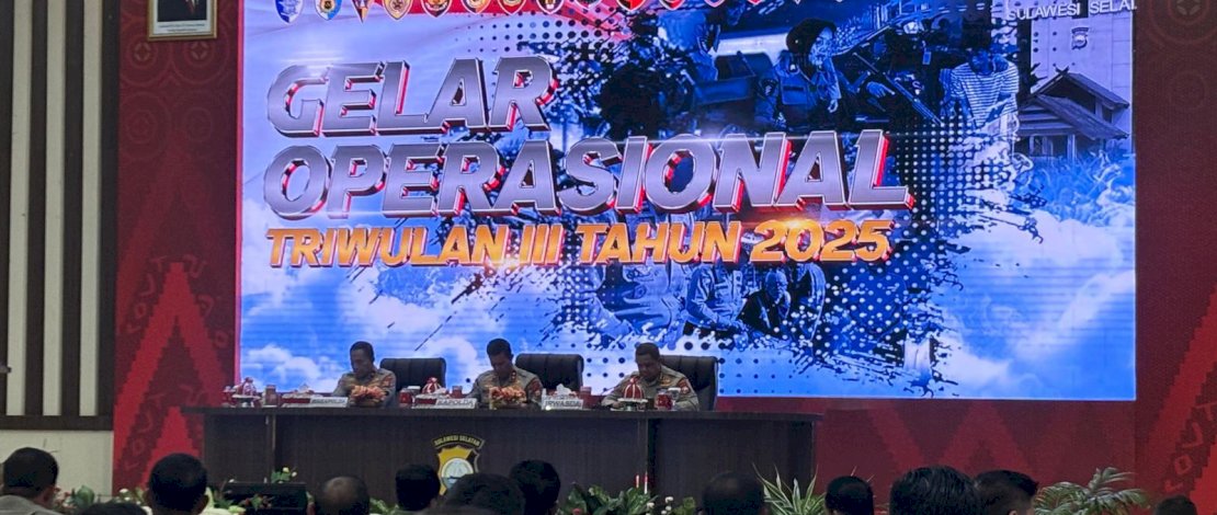 Gelar Operasional (GO) Triwulan III Tahun 2025 di Aula Mappaoddang Polda Sulsel, Senin, 13 Januari 2025.