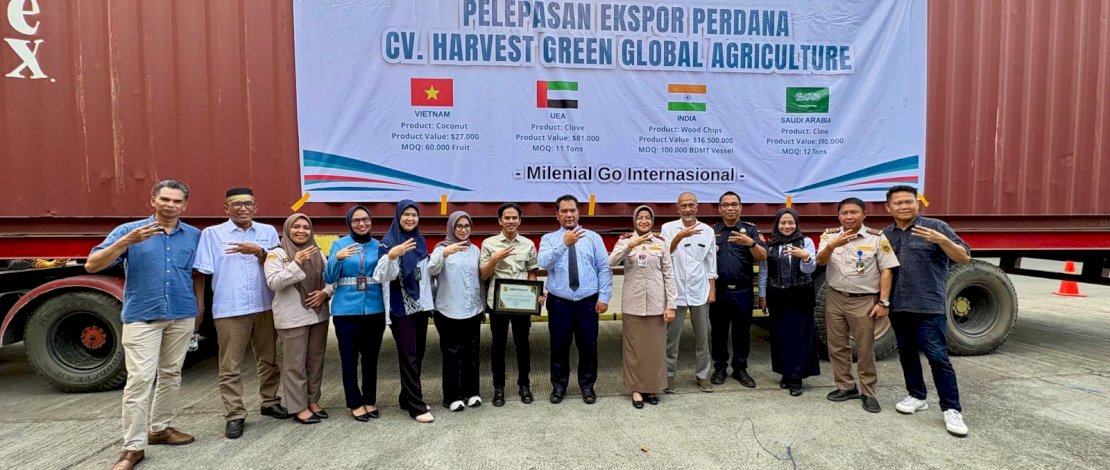 Pelepasan ekspor perdana CV Harvest Green Global Agriculture, Selasa, 14 Oktober 2025.