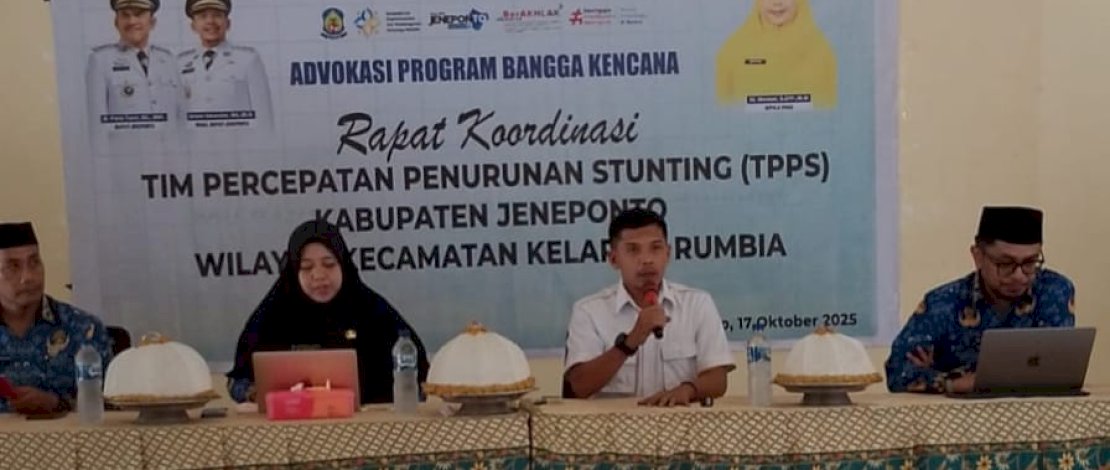 Wakil Bupati Jeneponto, Islam Iskandar selaku Ketua Tim Percepatan Penurunan Stunting (TPPS) Kabupaten, memimpin Rapat Koordinasi (Rakor) TPPS tingkat Kecamatan Kelara dan Rumbia. 