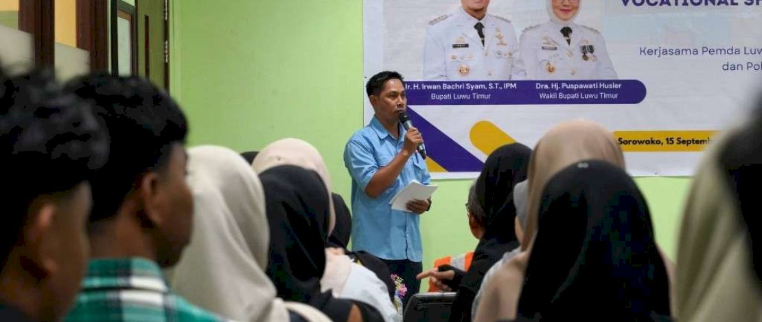 Pemerintah Kabupaten Luwu Timur bekerjasama dengan Politeknik Sorowako, menggelar pelatihan vokasi di bidang pengelasan, kelistrikan, dan administrasi bisnis.