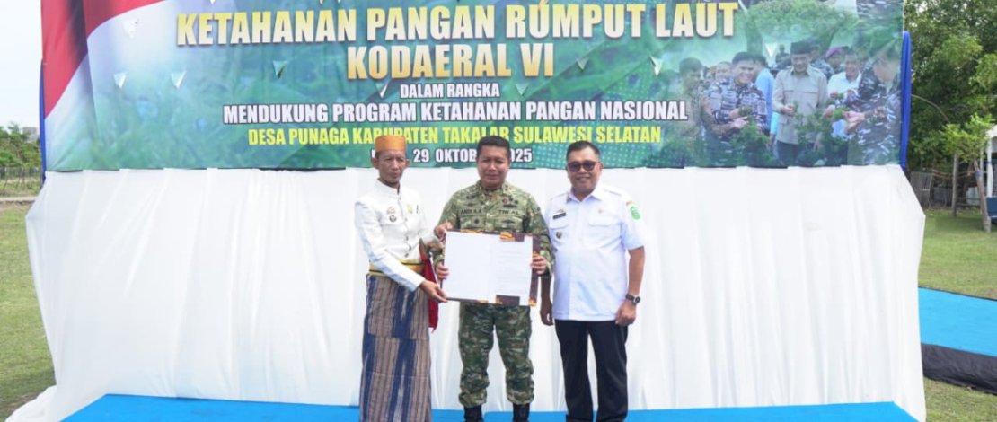 Bupati Takalar dan Kodaeral VI Panen Raya Rumput Laut, Simbol Sinergi Ketahanan Pangan Maritim Nasional